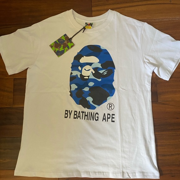 Bape White and Blue Camo Short Sleeve Tee - Picture 2 of 4